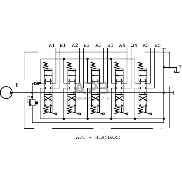 Hidraulinis skirstytuvas SD 11 – 5 sekcijų, SD115001 2 Hidraulinis skirstytuvas SD 11 – 5 sekcijų, SD115001 2