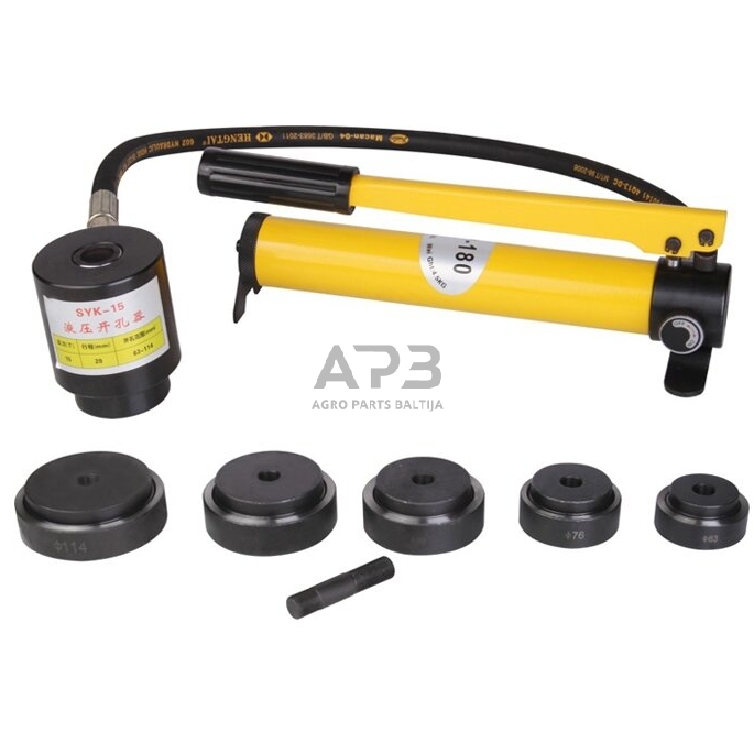 Hidraulinis skylių pramušėjas 15t 63-114mm Hidraulinis skylių pramušėjas 15t 63-114mm