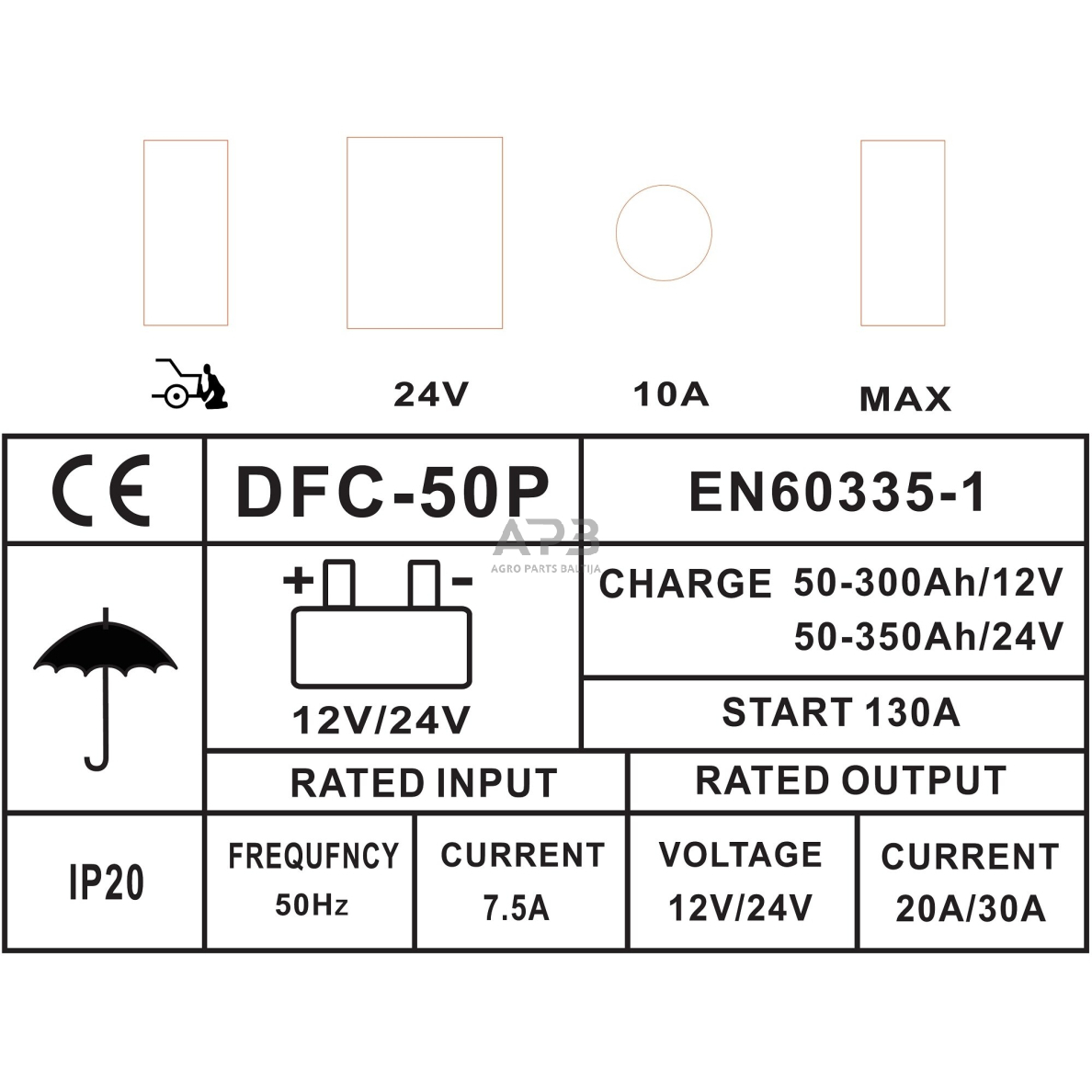 Įkroviklis-paleidėjas akumuliatoriui 12/24V 130A 350Ah 1 Įkroviklis-paleidėjas akumuliatoriui 12/24V 130A 350Ah 1