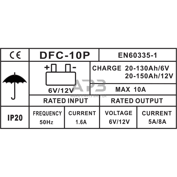 Įkroviklis akumuliatoriui 6/12V 10A 150Ah 3