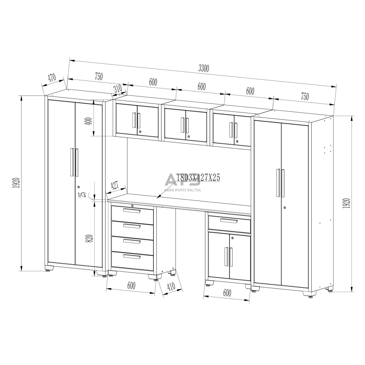 Įrankių spintelių komplektas 3