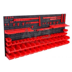 Įrankių stendas PVC (pakabinamas) su dėžutėmis ir laikikliais 74vnt.