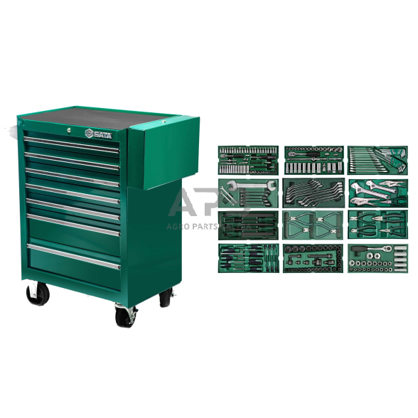 Įrankių spintelė su įrankiais, su ratukais, 246vnt. Įrankių spintelė su įrankiais, su ratukais, 246vnt.