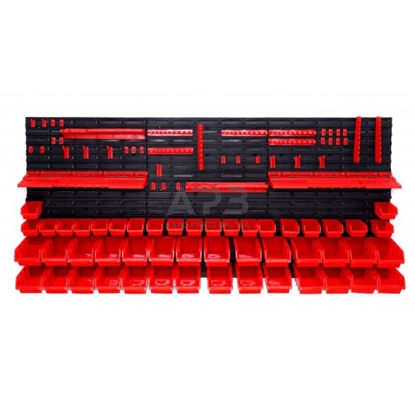 Įrankių stendas PVC (pakabinamas) su dėžutėmis ir laikikliais 74vnt. 4 Įrankių stendas PVC (pakabinamas) su dėžutėmis ir laikikliais 74vnt. 4