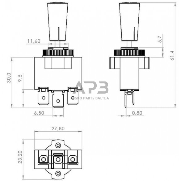 Jungtukas 12-24V, 10A SW10012KR 3 Jungtukas 12-24V, 10A SW10012KR 3