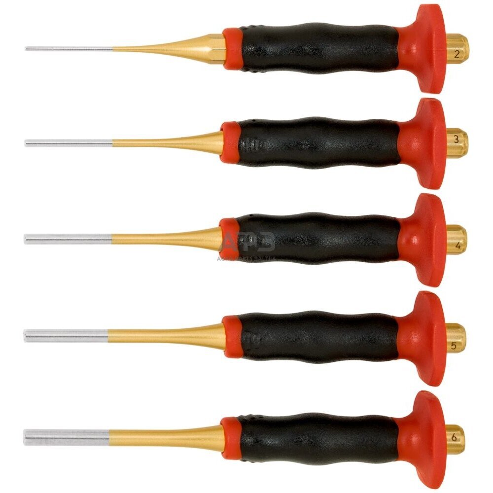 Kaiščių išmušėjų rinkinys 5vnt. su rankos apsauga RENNSTEIG 1 Kaiščių išmušėjų rinkinys 5vnt. su rankos apsauga RENNSTEIG 1