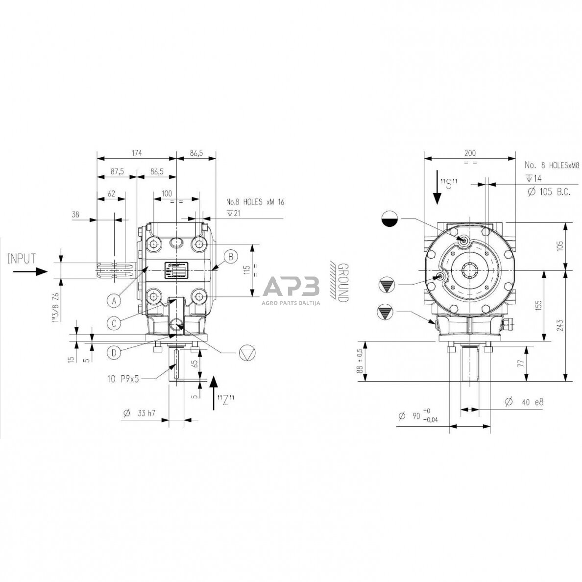 Kampinis reduktorius Comer 313875 T-313J 1:3 5 Kampinis reduktorius Comer 313875 T-313J 1:3 5