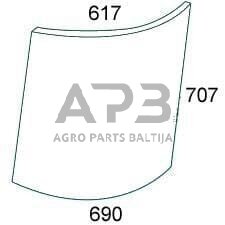 Kabinos priekinis stiklas viršutinis, kairės pusės R50755N Kabinos priekinis stiklas viršutinis, kairės pusės R50755N