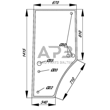 Kabinos durų stiklas R131163N Kabinos durų stiklas R131163N