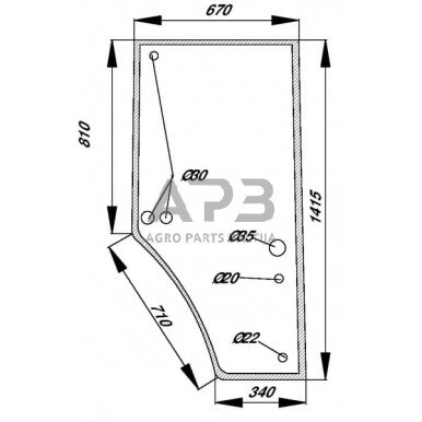 Kabinos durų stiklas R131164N Kabinos durų stiklas R131164N