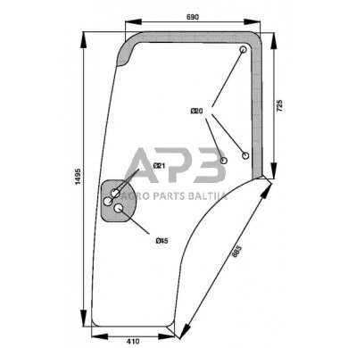 Kabinos durų stiklas D6865 Kabinos durų stiklas D6865
