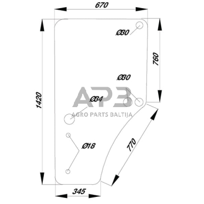 Kabinos durų stiklas kairės pusės L169102KR Kabinos durų stiklas kairės pusės L169102KR