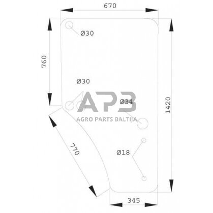 Kabinos durų stiklas dešinės pusės L169103KR Kabinos durų stiklas dešinės pusės L169103KR