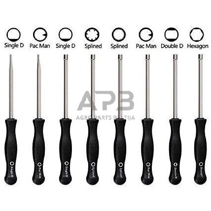 Karbiuratoriaus reguliavimo raktų rinkinys 8vnt. + šepečiai 1 Karbiuratoriaus reguliavimo raktų rinkinys 8vnt. + šepečiai 1