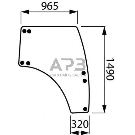 Kabinos durų stiklas dešinės pusės 3674695M1N Kabinos durų stiklas dešinės pusės 3674695M1N