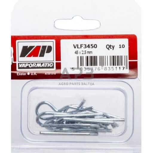 Kaiščiai spyruokliniai 100 vnt. 2,50 mm x 45,00 mm Vapormatic VLF3450 1 Kaiščiai spyruokliniai 100 vnt. 2,50 mm x 45,00 mm Vapormatic VLF3450 1