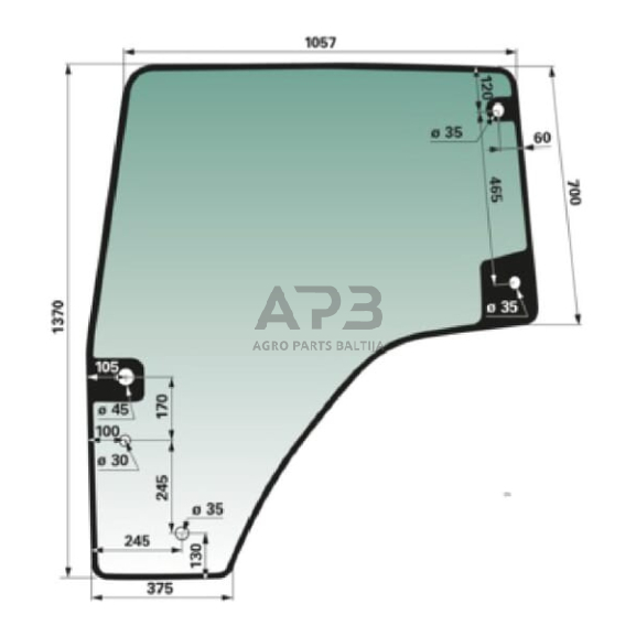 Kabinos durų stiklas kairės pusės 00155691040KR Kabinos durų stiklas kairės pusės 00155691040KR