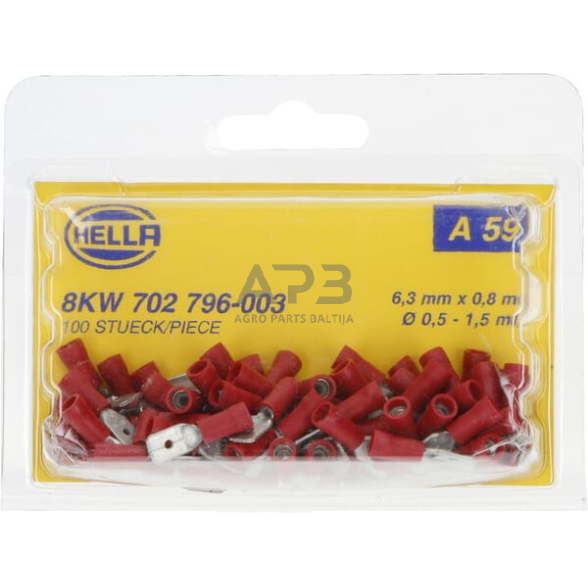 Kabelio antgalis 0.5-1mm² 6.3x0.8mm, 100 vnt. Hella 8KW702796003 4 Kabelio antgalis 0.5-1mm² 6.3x0.8mm, 100 vnt. Hella 8KW702796003 4