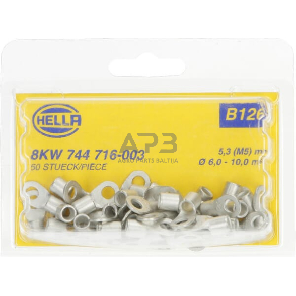Kabelio antgalis 6-10mm² Ø5.3mm B serija, 50 vnt. Hella 8KW744716003 4 Kabelio antgalis 6-10mm² Ø5.3mm B serija, 50 vnt. Hella 8KW744716003 4