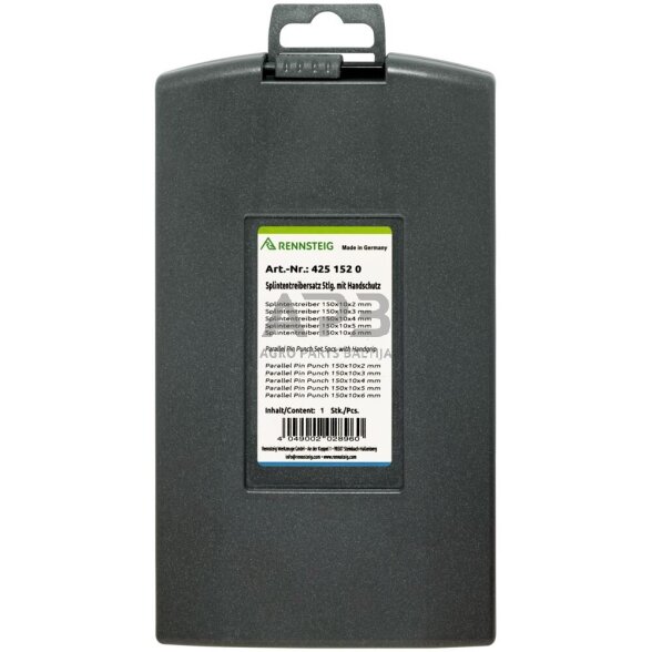Kaiščių išmušėjų rinkinys 5vnt. su rankos apsauga RENNSTEIG 4 Kaiščių išmušėjų rinkinys 5vnt. su rankos apsauga RENNSTEIG 4