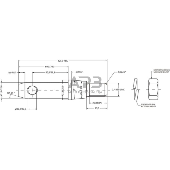 Kaištis 22,00 mm x 125,00 mm Z422191KR 2 Kaištis 22,00 mm x 125,00 mm Z422191KR 2