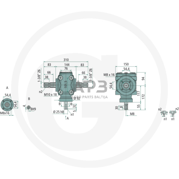 Kampinis reduktorius BONDIOLI & PAVESI 415S2021300G211 1 Kampinis reduktorius BONDIOLI & PAVESI 415S2021300G211 1