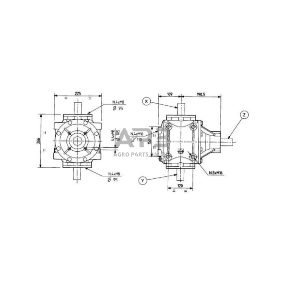 Kampinis reduktorius Comer 292302 T-292B 1.86:1 1 Kampinis reduktorius Comer 292302 T-292B 1.86:1 1