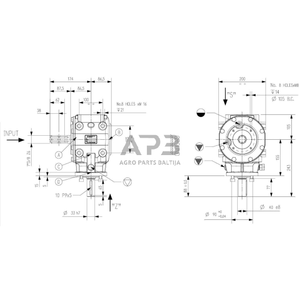 Kampinis reduktorius Comer 313875 T-313J 1:3 5 Kampinis reduktorius Comer 313875 T-313J 1:3 5
