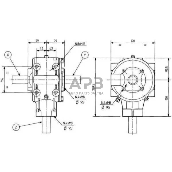 Kampinis reduktorius Comer 43509304776  T-304A, 1:3 - 50,7kw 1 Kampinis reduktorius Comer 43509304776  T-304A, 1:3 - 50,7kw 1