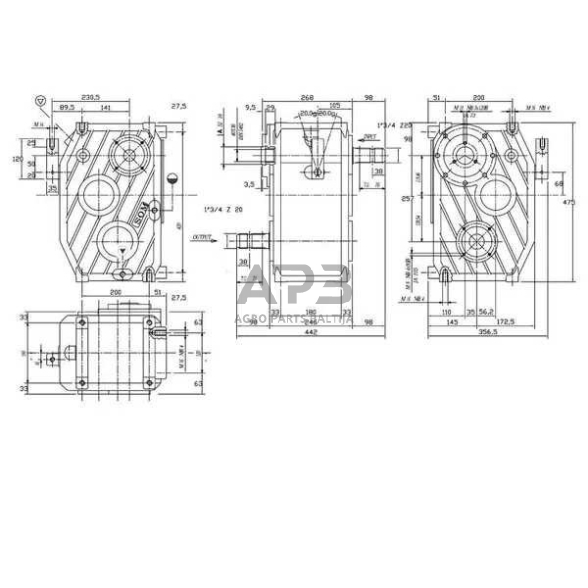 Kampinis reduktorius Comer 5367001118 C3A, 1:1, 1,8:1 1 Kampinis reduktorius Comer 5367001118 C3A, 1:1, 1,8:1 1