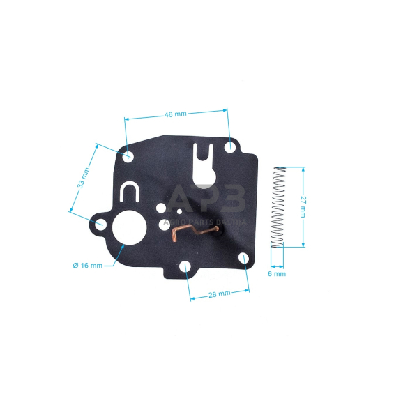 Karbiuratoriaus membrana BRIGGS & STRATTON 9, 11 vertikaliems varikliams, 3,5AG - 4AG su viela 299636, 391643, 391681, 396416, 496416 2