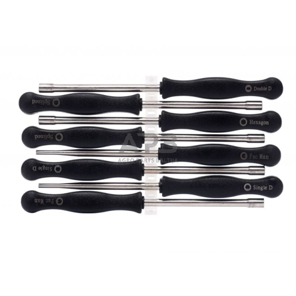 Karbiuratoriaus reguliavimo raktų rinkinys 8vnt. + šepečiai 1 Karbiuratoriaus reguliavimo raktų rinkinys 8vnt. + šepečiai 1