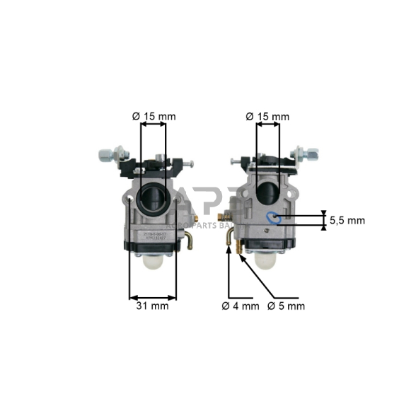 Karbiuratorius žoliapjovėms 43 52cc 15mm, kinija, WYK-74 2