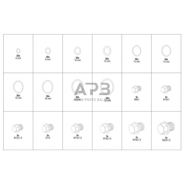 Karterio tepalo išleidimo varžtų ir tarpinių varinių rink. 534vnt. 1 Karterio tepalo išleidimo varžtų ir tarpinių varinių rink. 534vnt. 1