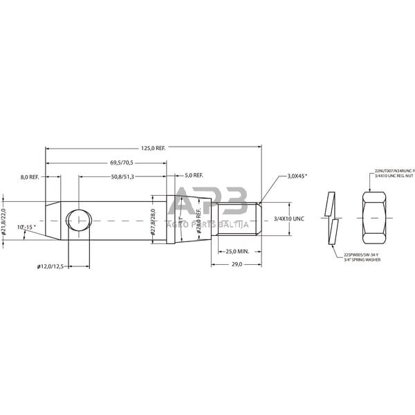 Kaištis 22,00 mm x 125,00 mm Z422191KR 2 Kaištis 22,00 mm x 125,00 mm Z422191KR 2