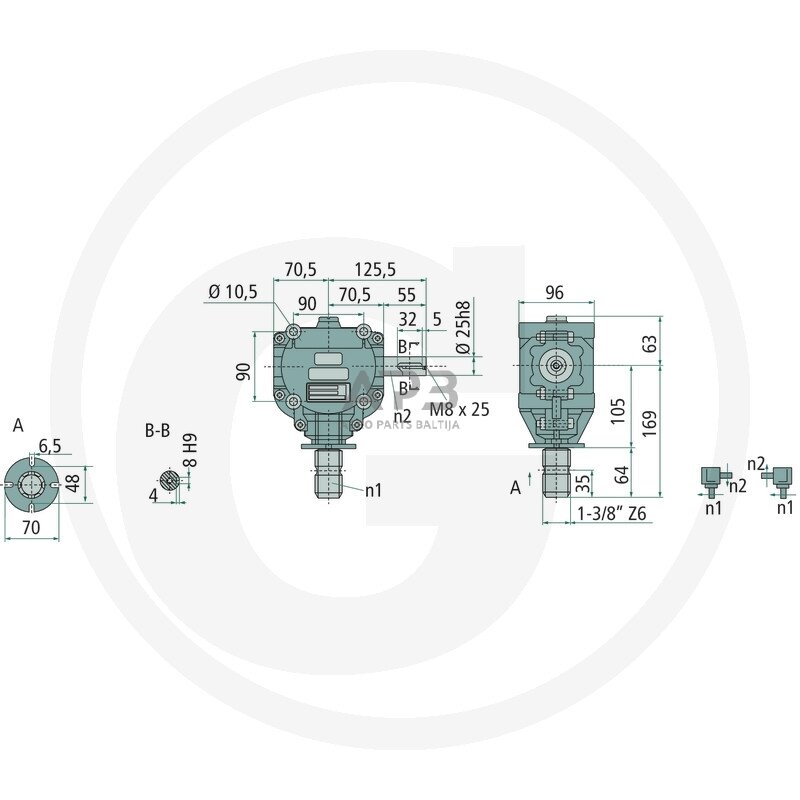Kampinis reduktorius BONDIOLI & PAVESI 415S1018100F102 Kampinis reduktorius BONDIOLI & PAVESI 415S1018100F102
