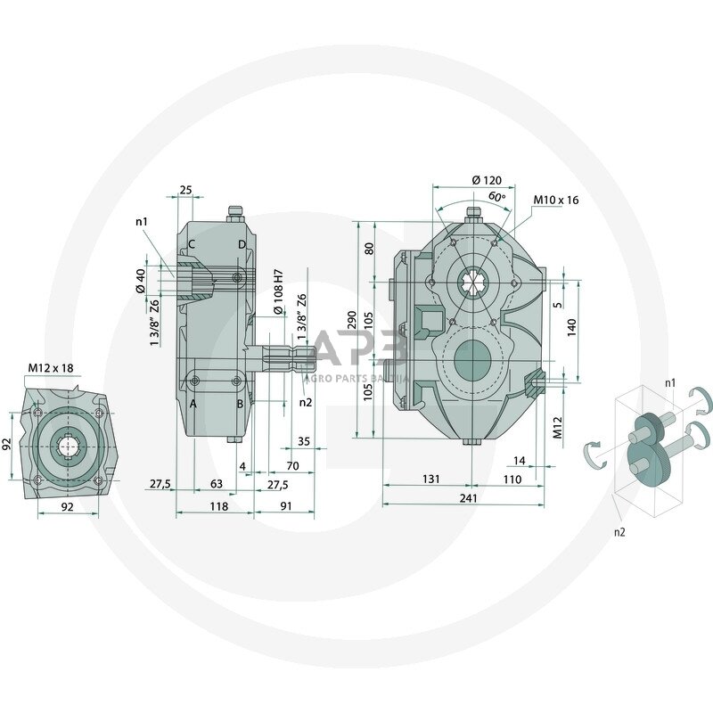 Kampinis reduktorius BONDIOLI & PAVESI 415ZBMS6005307019 1