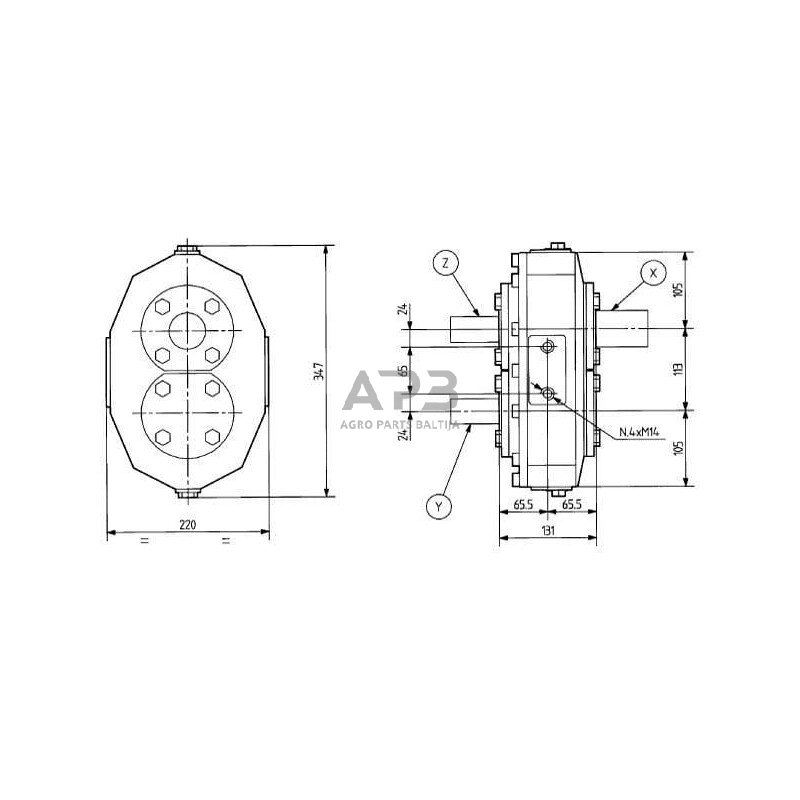 Kampinis reduktorius Comer 090053 MR-90 1.9:1 2 Kampinis reduktorius Comer 090053 MR-90 1.9:1 2
