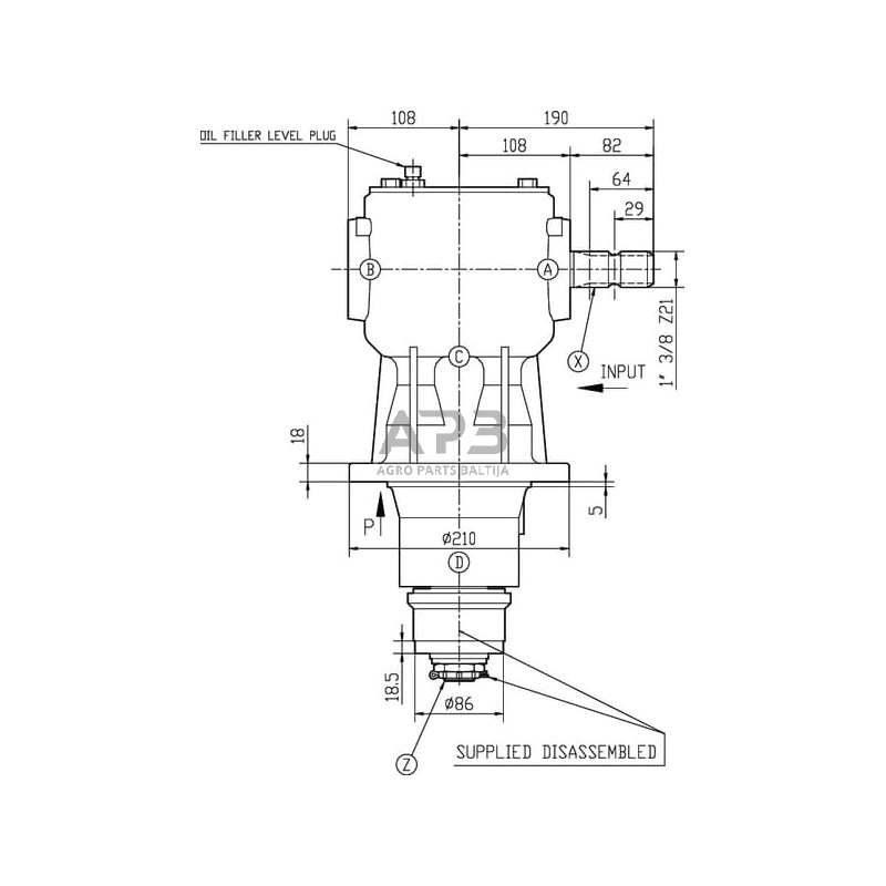 Kampinis reduktorius Comer 149029 LF-149 B 1:1 3