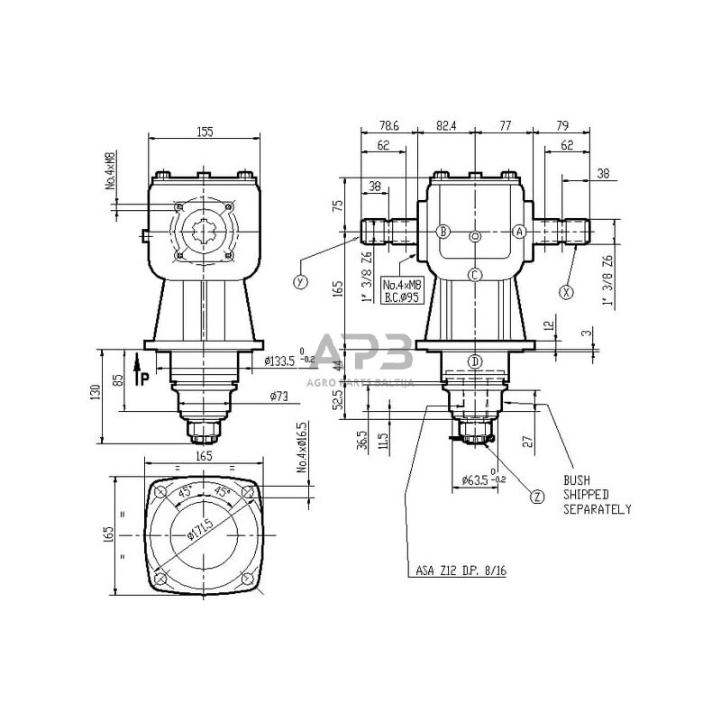 Kampinis reduktorius Comer 205805 LF-205J 1:1.92 1 Kampinis reduktorius Comer 205805 LF-205J 1:1.92 1