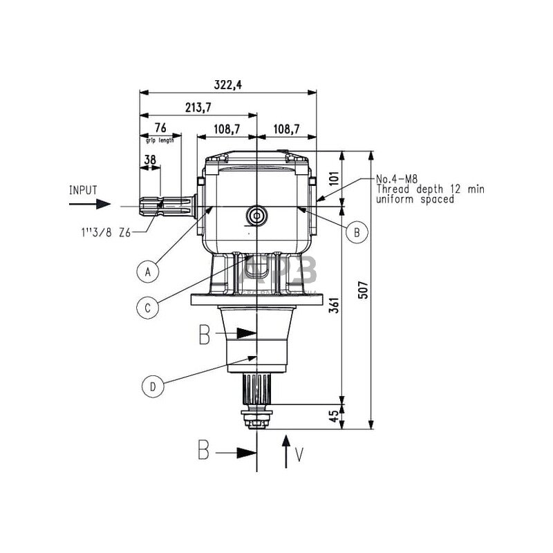 Kampinis reduktorius Comer 227804  LF-227 J 1:1.83 7 Kampinis reduktorius Comer 227804  LF-227 J 1:1.83 7