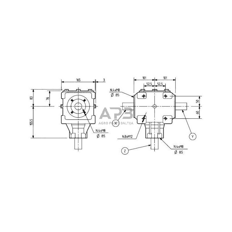 Kampinis reduktorius Comer 267006 T-27A 1:1 1 Kampinis reduktorius Comer 267006 T-27A 1:1 1