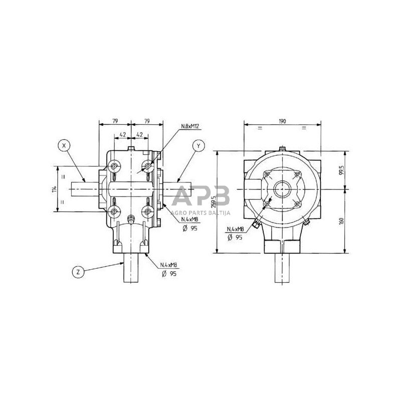 Kampinis reduktorius Comer 304025 T-304A 5.33:1 3 Kampinis reduktorius Comer 304025 T-304A 5.33:1 3