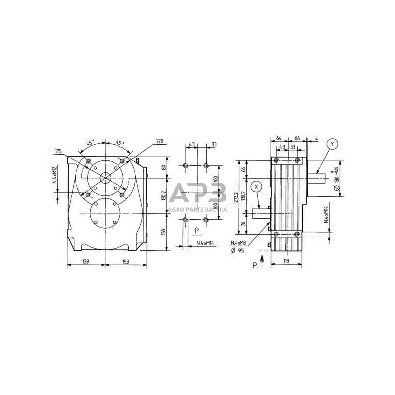 Kampinis reduktorius Comer 603011 A-4A 3:1 2 Kampinis reduktorius Comer 603011 A-4A 3:1 2