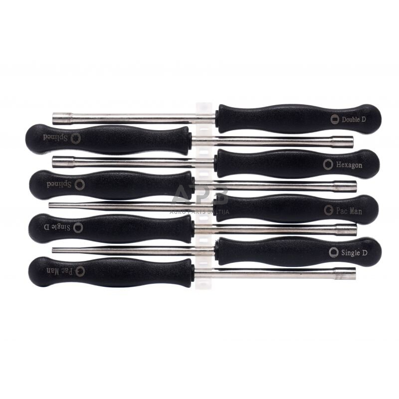 Karbiuratoriaus reguliavimo raktų rinkinys 8vnt. + šepečiai 1 Karbiuratoriaus reguliavimo raktų rinkinys 8vnt. + šepečiai 1