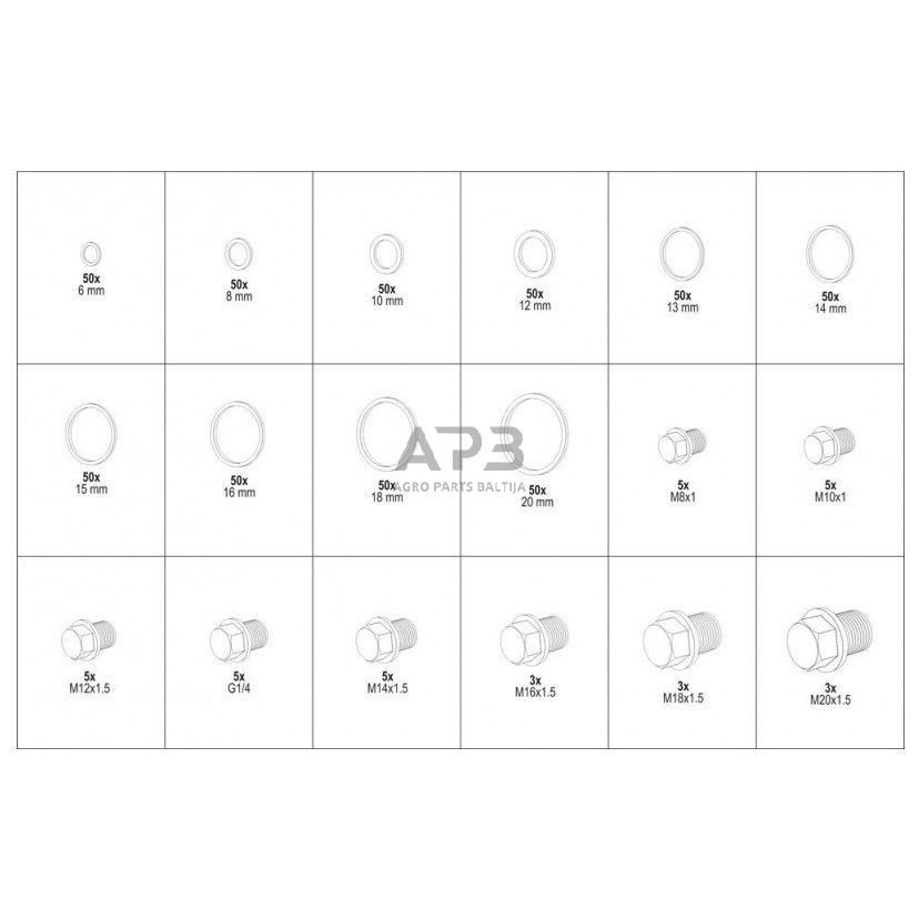 Karterio tepalo išleidimo varžtų ir tarpinių varinių rink. 534vnt. 1 Karterio tepalo išleidimo varžtų ir tarpinių varinių rink. 534vnt. 1