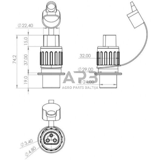 Kištukas 3 kontaktų TR00013KR 4 Kištukas 3 kontaktų TR00013KR 4