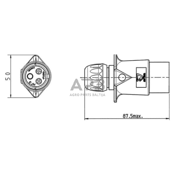 Kištukas 3 kontaktų ERICH JAEGER 251028JAE 3 Kištukas 3 kontaktų ERICH JAEGER 251028JAE 3