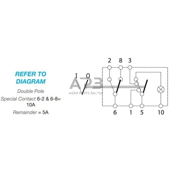 Klavišinis jungiklis 12V, 7 kontaktų SW10020KR 2 Klavišinis jungiklis 12V, 7 kontaktų SW10020KR 2