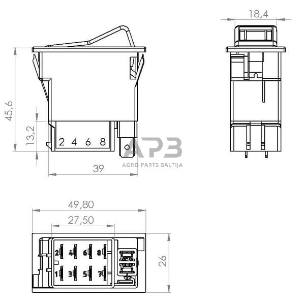 Klavišinis jungiklis 24V, 9 kontaktų SW10028KR 3